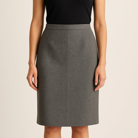 Lauren Ralph Lauren Petite Wool Blend Pencil Skirt 14P Gray Angora Lined - Picture 1 of 4